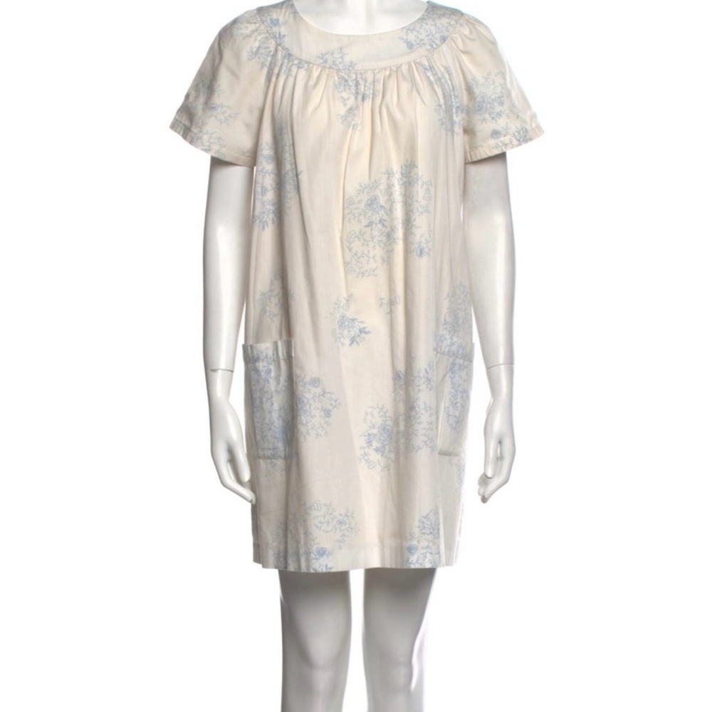 A.P.C. Ivory and Light Blue Floral Mini Dress